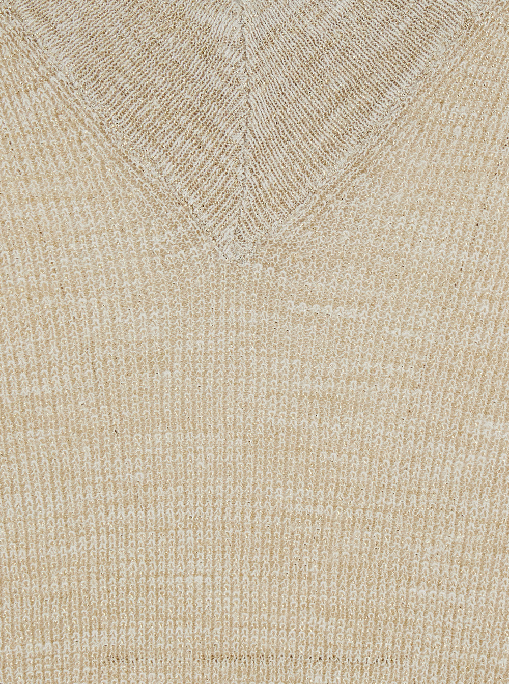 Brunello Cucinelli Women Beige Sweater With V Neck In Linen Blend For Women BRUNELLO CUCINELLI