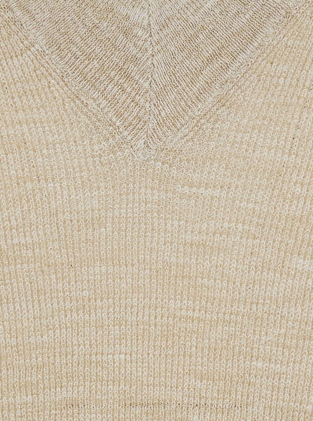 Brunello Cucinelli Women Brunello Cucinelli Women Beige Sweater With V Neck In Linen Blend For Women BRUNELLO CUCINELLI