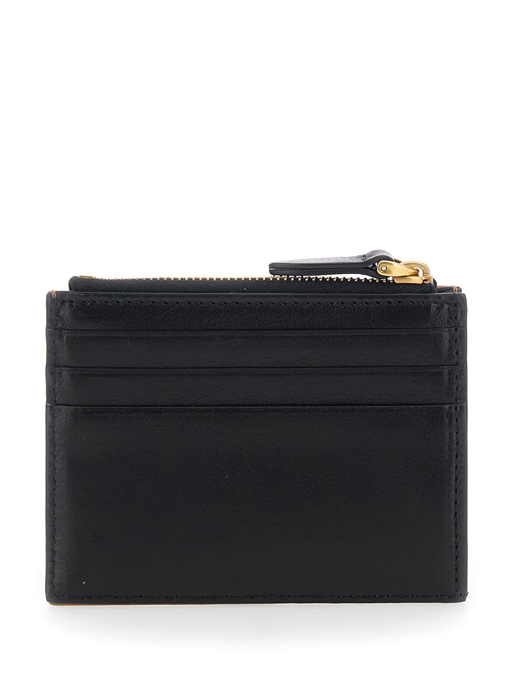 Valentino Garavani Men Brown Card Holder With Contrasting Maxi Vlogo On The Front And Coin Purse With Zip In Leather For Men VALENTINO GARAVANI