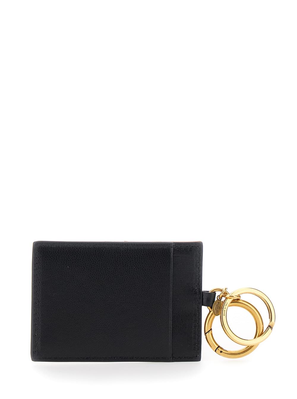 Valentino Garavani Men Brown Keychain With Ring Closure And Rectangular Design With Vlogo On The Front In Leather For Men VALENTINO GARAVANI