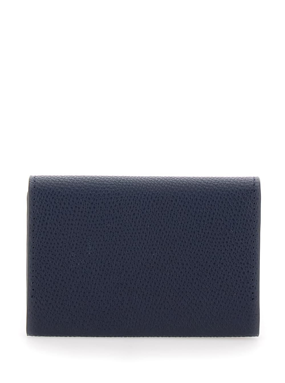 Valentino Garavani Men Black Card Holder With Vlogo Plaque On The Front In Grained Leather For Men VALENTINO GARAVANI