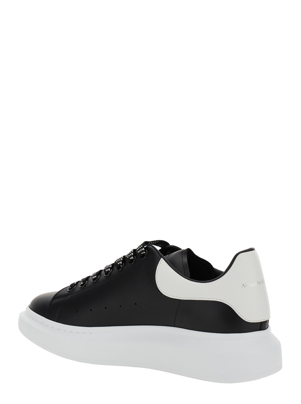 Alexander Mcqueen Men Low Top Sneaker With Logo Lettering On The Tongue In Black Leather For Men ALEXANDER MCQUEEN