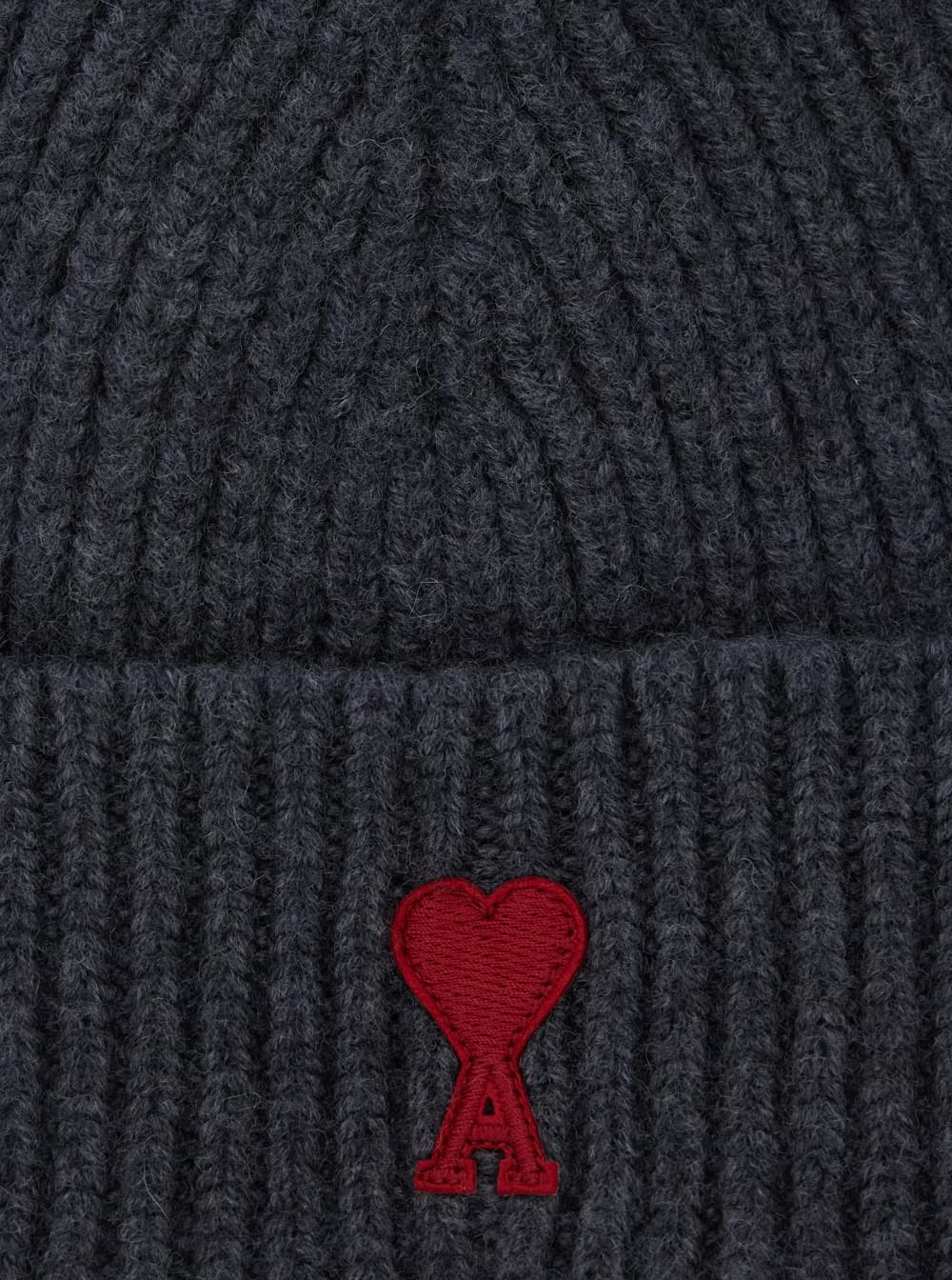 Ami Paris Men Gray Wool Adc Embroidered Beanie For Women AMI PARIS