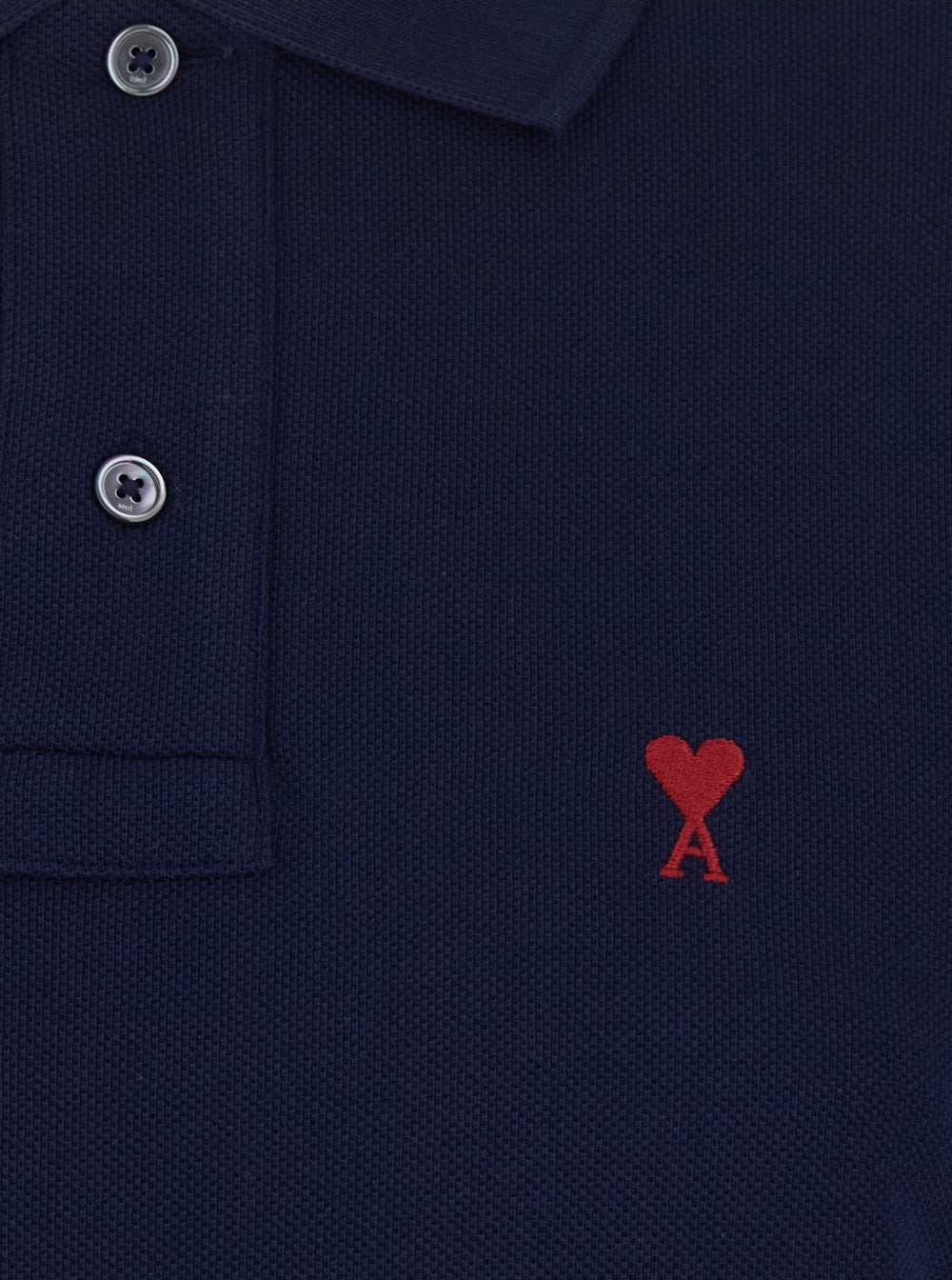 Ami Paris Men Polo With Classic Collar And Adc Embroidery On The Front In Blue Cotton For Women AMI PARIS