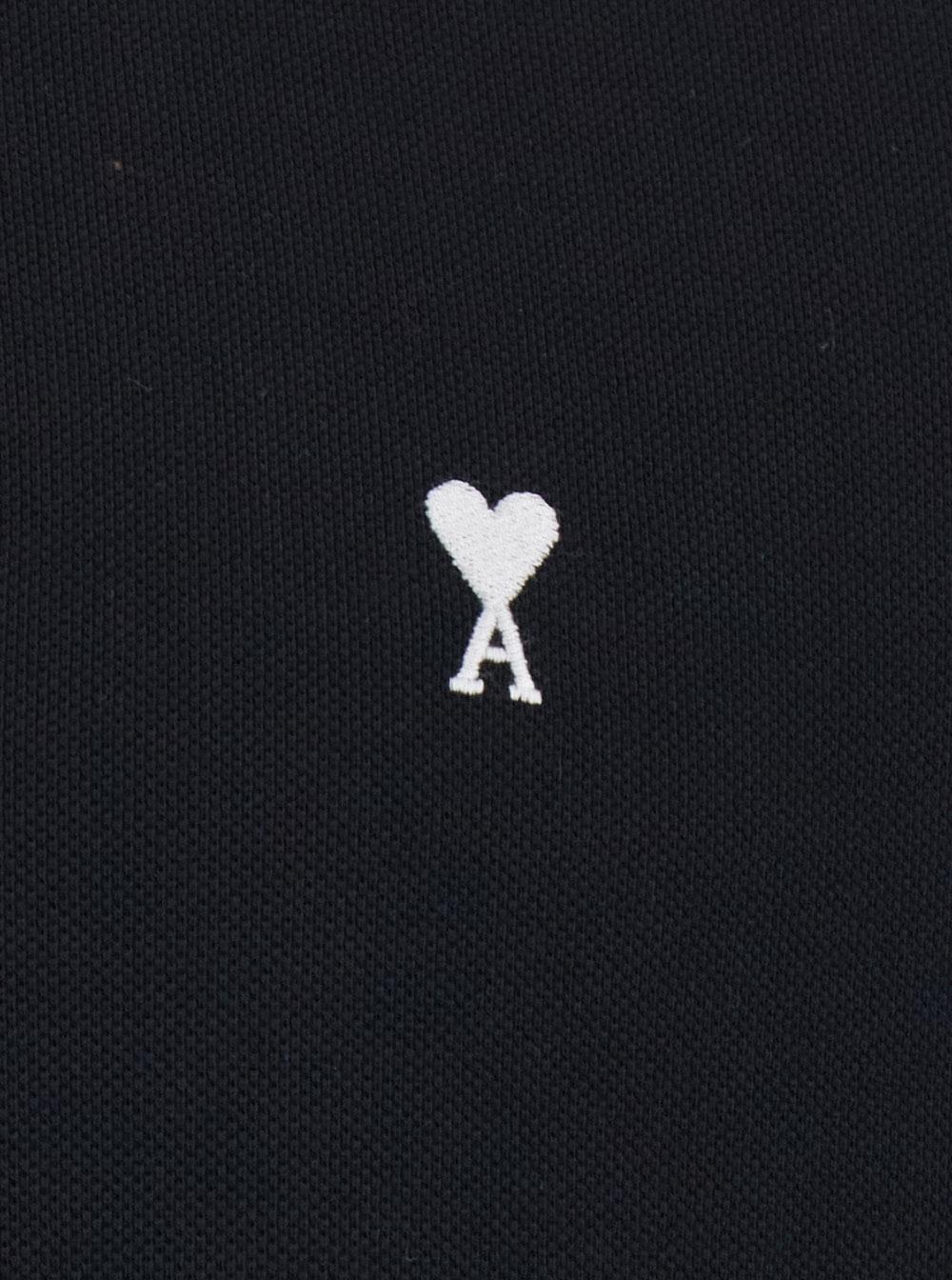 Ami Paris Men Polo Shirt With Ami De Coeur Logo Embroidered On The Front In Black Cotton For Men AMI PARIS