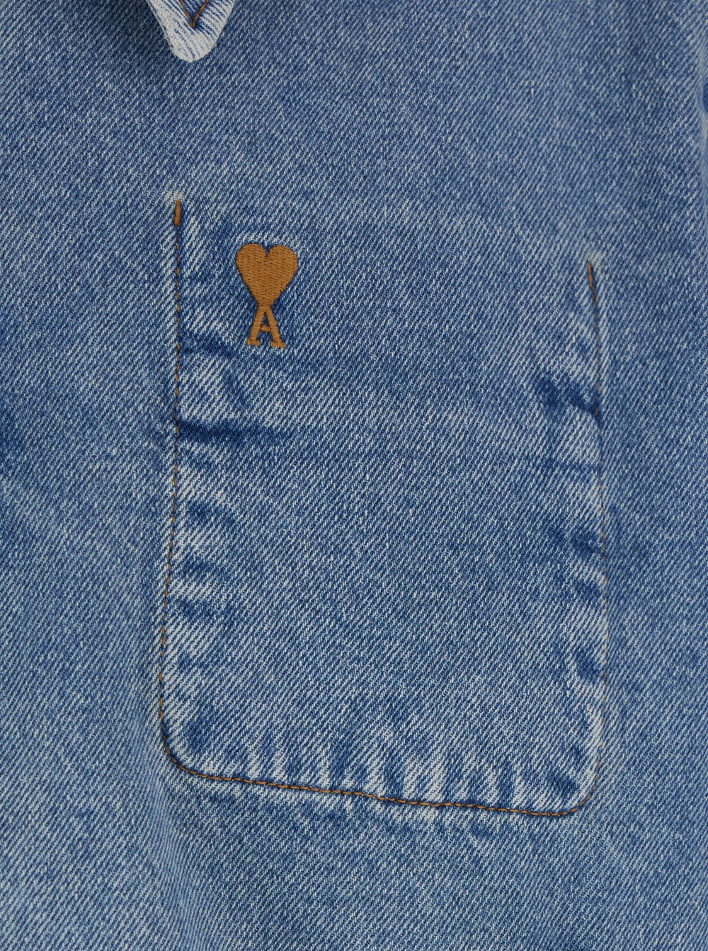 Ami Paris Men Jacket With Adc Embroidery On The Front And Logo Patch On The Back In Light Blue Denim For Men AMI PARIS