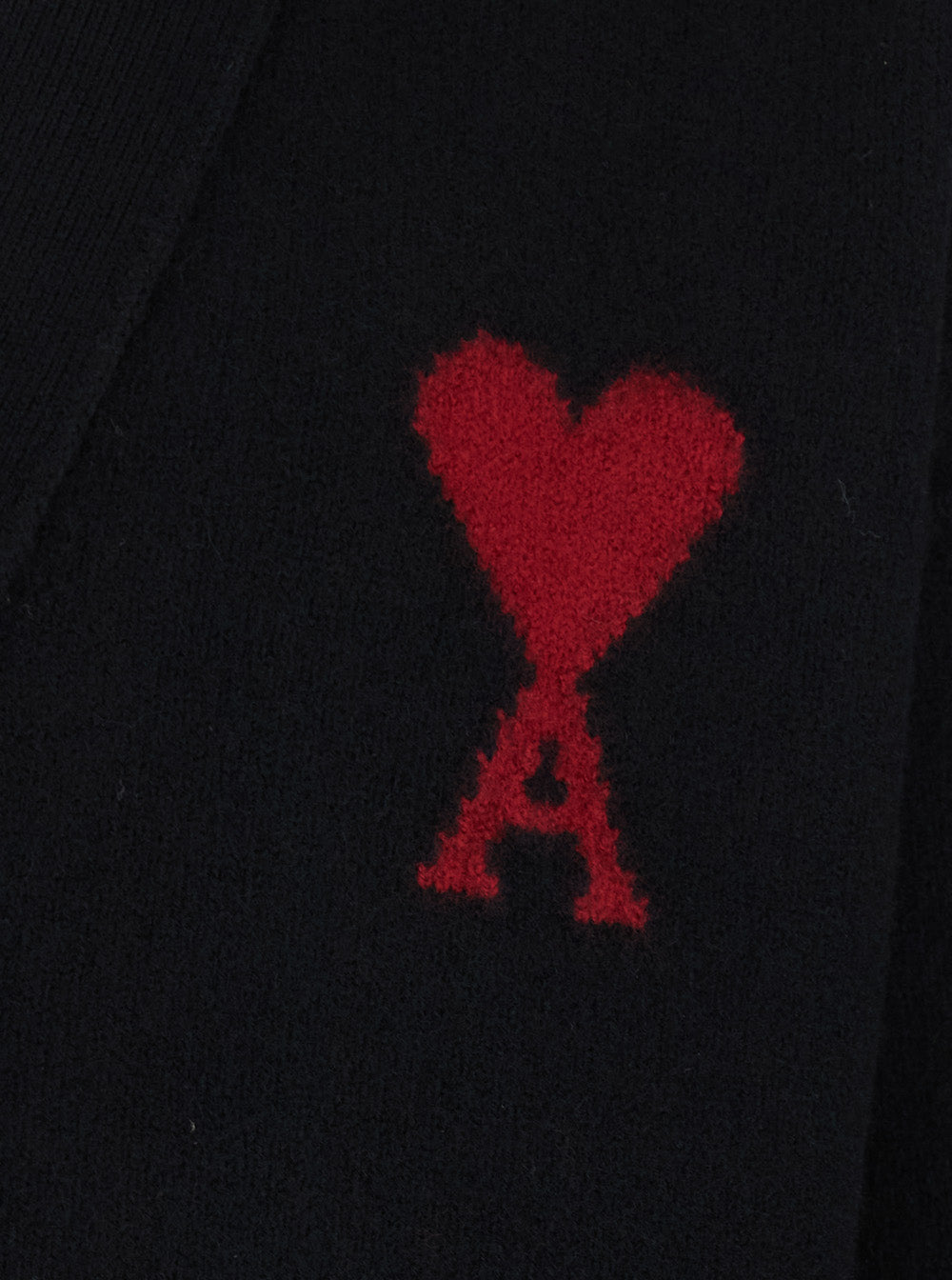 Ami Paris Men Cardigan With V-Neck And Adc Embroidery On Front In Black Wool For Men AMI PARIS