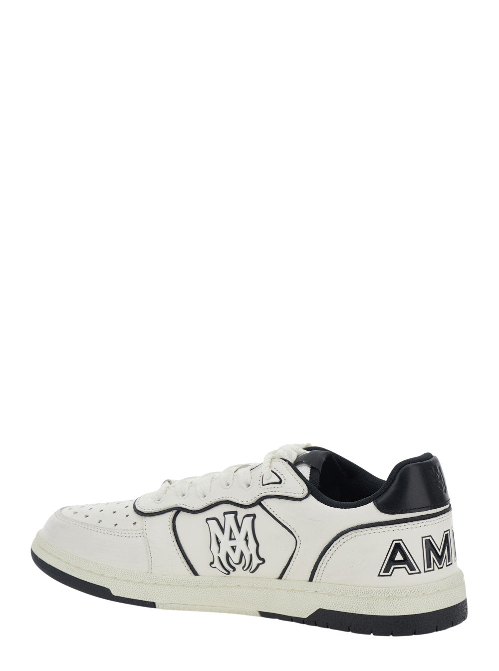 Amiri Men 'Newport' White Sneakers Low Top With Logo Patch On The Side And Contrasting Heel With Leather Logo Lettering For Men AMIRI