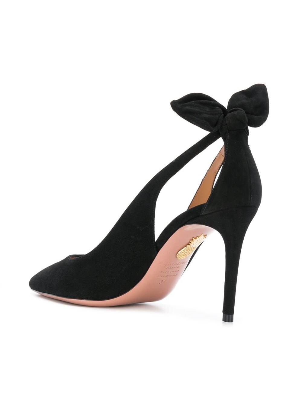 Aquazzura Women Pumps With Bow Detail And High Stiletto Heel In Black Suede For Women AQUAZZURA
