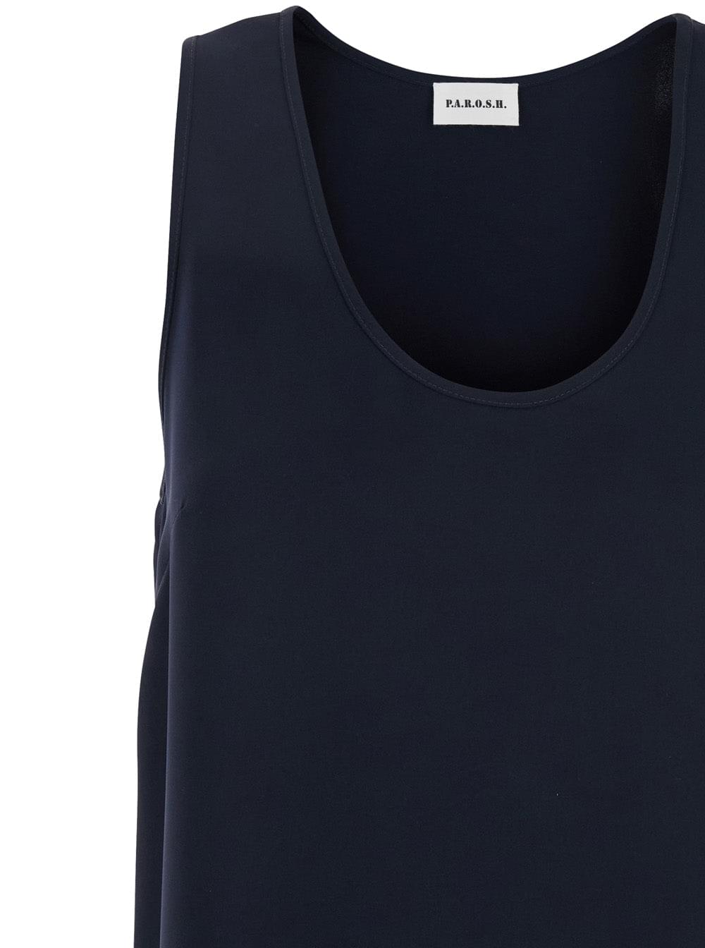 P.A.R.O.S.H. Women Blue Sleeveless Top With Round Neck In Fabric For Women P.A.R.O.S.H.