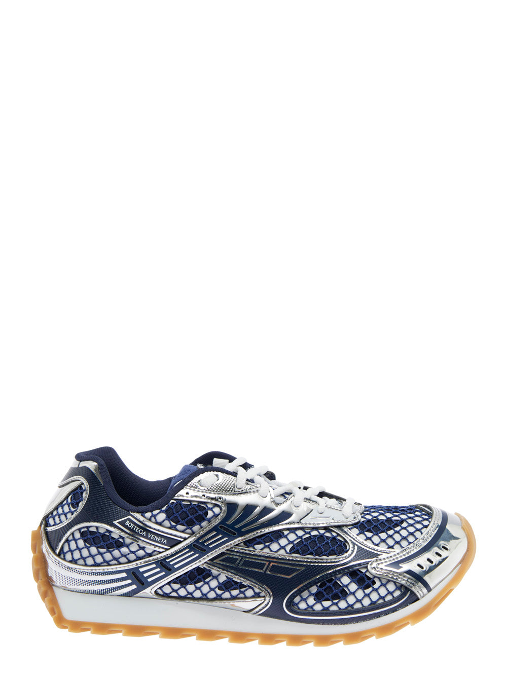 Bottega Veneta Men 'Orbit' Blue Sneaker With Logo Lettering Detail In Tech Fabric Men BOTTEGA VENETA