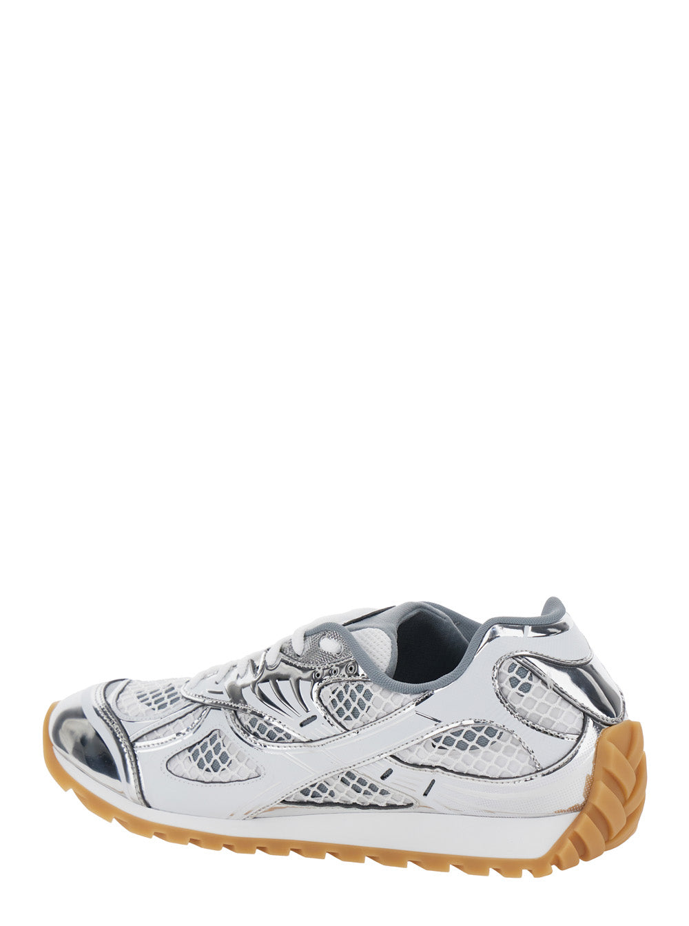 Bottega Veneta Men 'Orbit' Silver Colored Sneaker With Logo Lettering Detail In Tech Fabric Men BOTTEGA VENETA