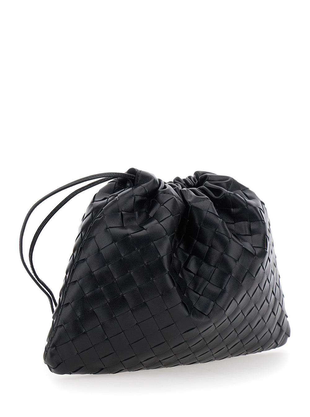 Bottega Veneta Women Shoulder Bag With Drawstring Closure And Intreccio Motif All-Over In Black Leather For Women BOTTEGA VENETA