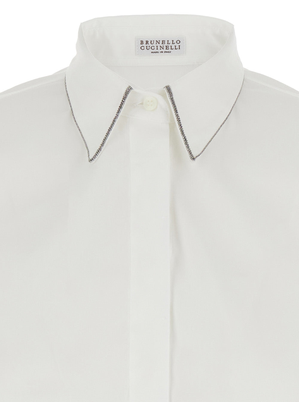 Brunello Cucinelli Women Shirt With Pointed Collar And Monile Detail White Women BRUNELLO CUCINELLI
