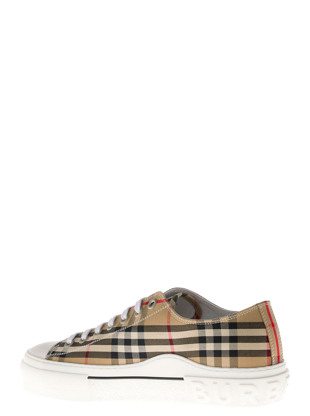 Burberry Men Sneakers With Vintage Check Print And Rubber Sole In Beige For Men BURBERRY