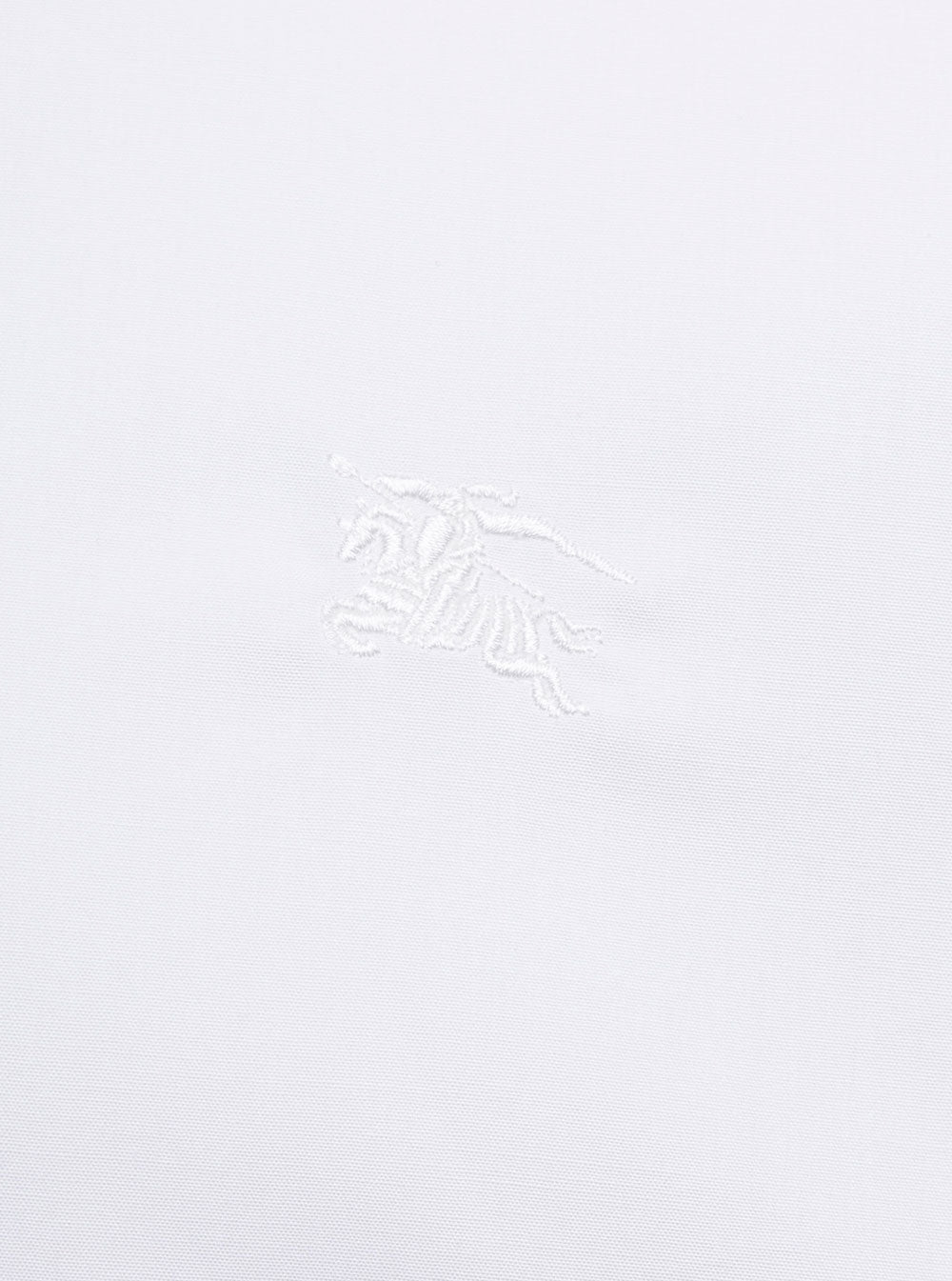 Burberry Men White Long Sleeve Shirt With Tone-On-Tone Embroidery In Stretch Cotton For Men BURBERRY