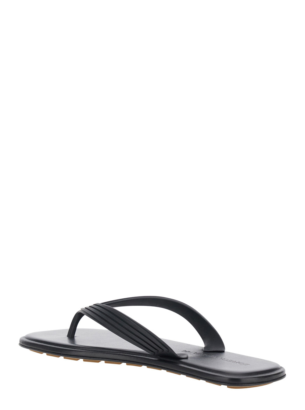 Bottega Veneta Men 'Sanpieri' Black Sandals With Thong Design And Flat Sole In Rubber For Men BOTTEGA VENETA