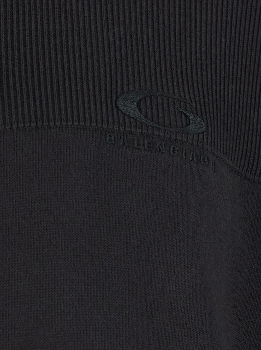 Balenciaga Men Black High-Neck Sweatshirt With Front Zip Closure And Logo Embroidery In Cotton For Men BALENCIAGA