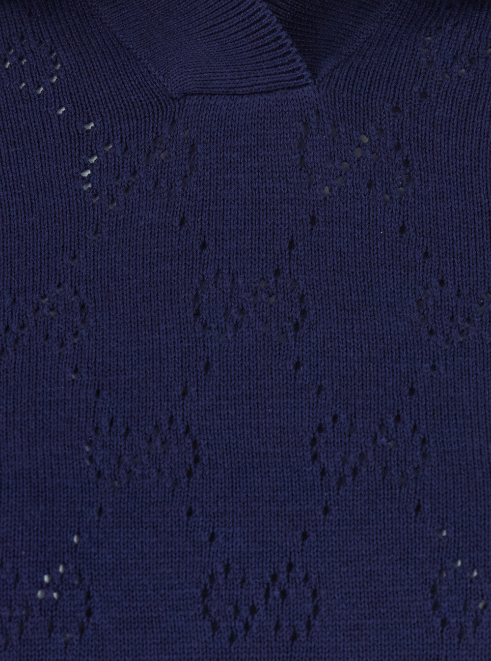 Gucci Women Blue Polo Shirt With Wide Collar And Gg All-Over Embroidery In Cotton For Women GUCCI