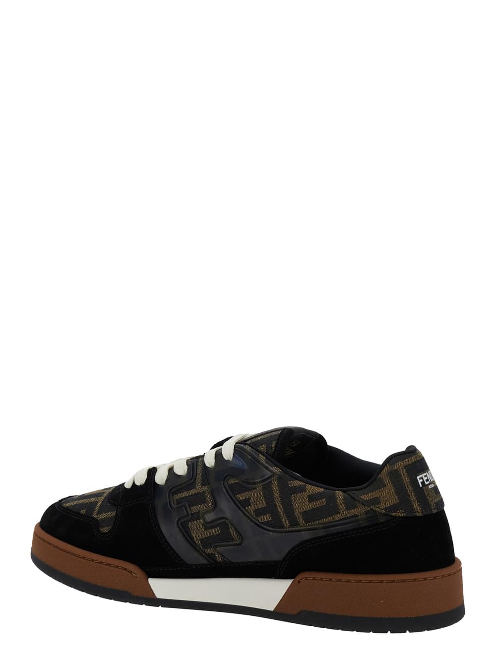 Fendi Men Sneaker 'Match' With Logo Patch On The Tongue And Ff All-Over Motif In Brown Leather For Men FENDI