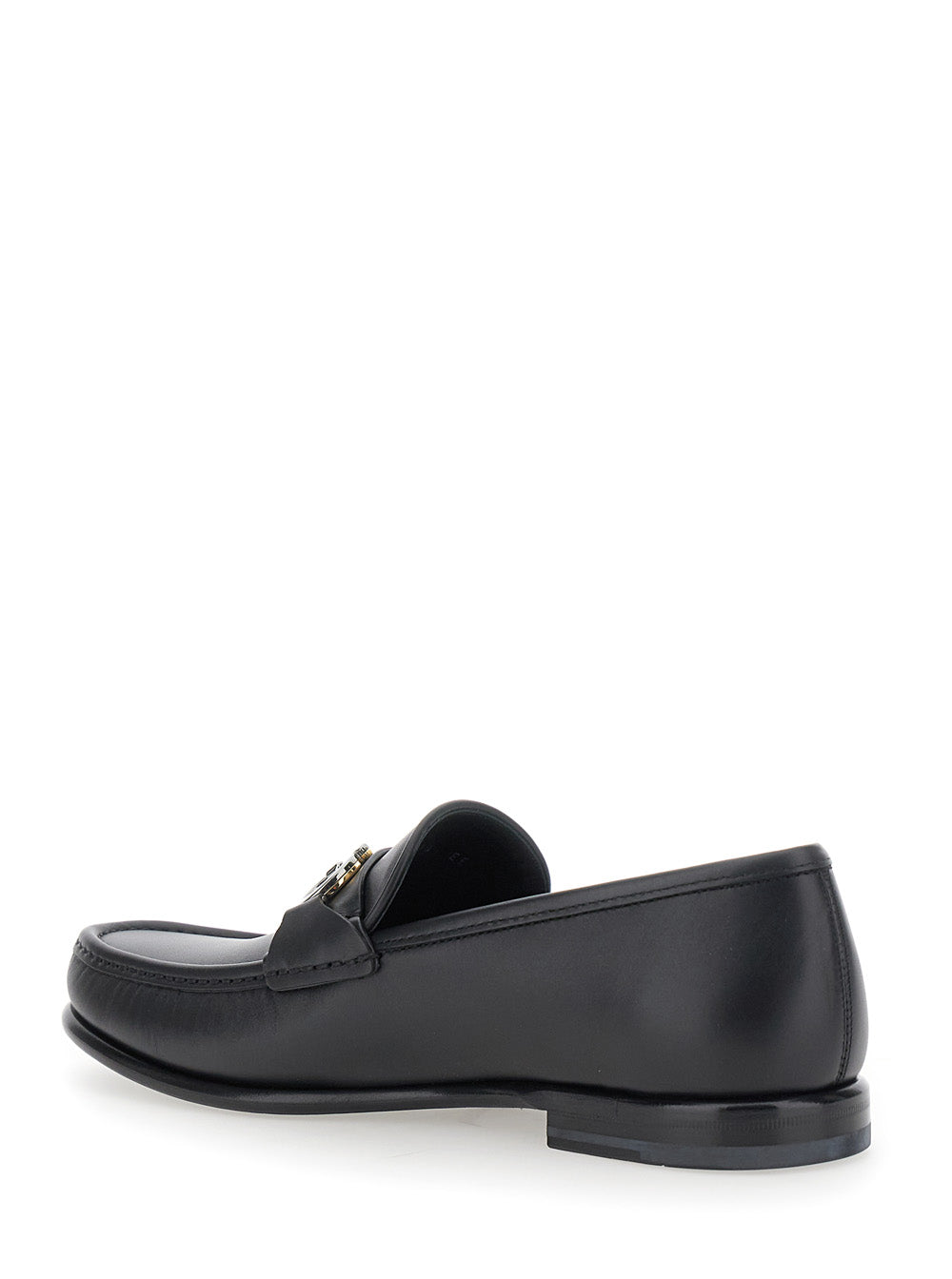 Ferragamo Men Loafers 'Avril' With Gancini Plaque On The Front In Black Leather For Men FERRAGAMO