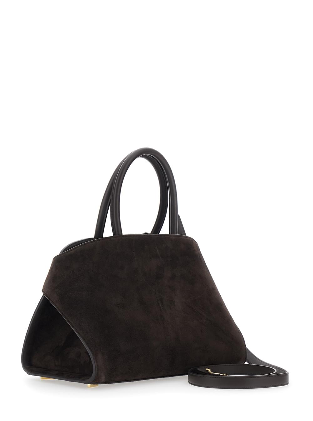 Ferragamo Women Ferragamo Women Handbag 'Hug Piccola' With Logo And Gancini Buckles In Brown Suede For Women FERRAGAMO
