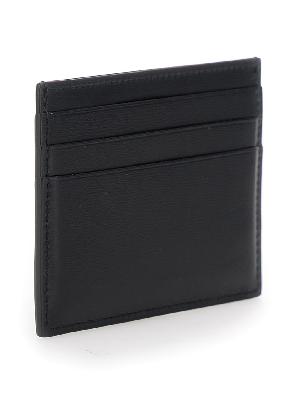 Ferragamo Men Card Holder 'Florence' With Logo Lettering On The Front In Black Leather For Men FERRAGAMO