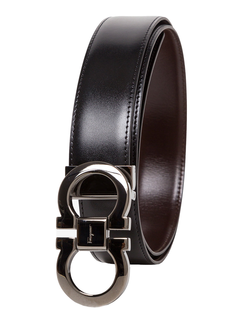 Ferragamo Men Reversible Belt With Gancini Buckle On The Front In Black Leather For Men FERRAGAMO
