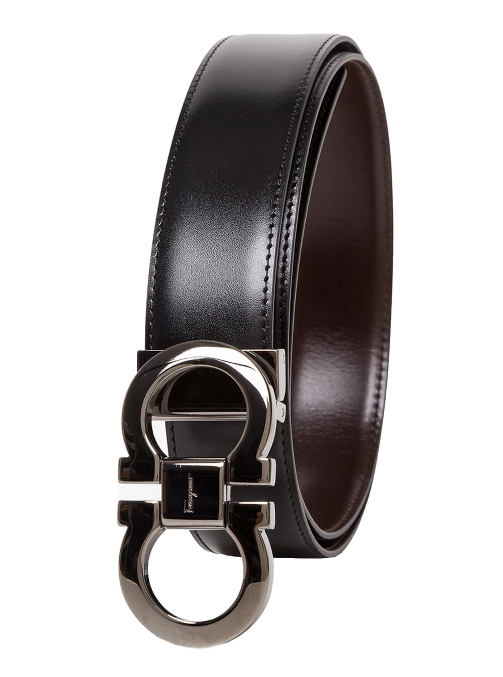 Ferragamo Men Reversible Belt With Gancini Buckle On The Front In Black Leather For Men FERRAGAMO