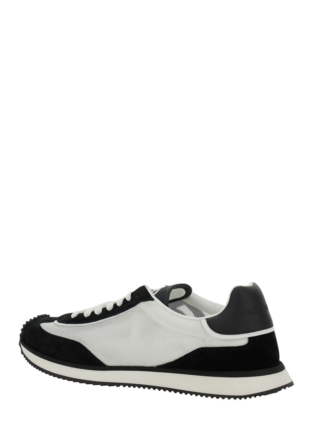 Dolce & Gabbana Men Sneaker 'Aria' With Logo Patch On The Tongue And Side In White And Black Leather Men DOLCE & GABBANA