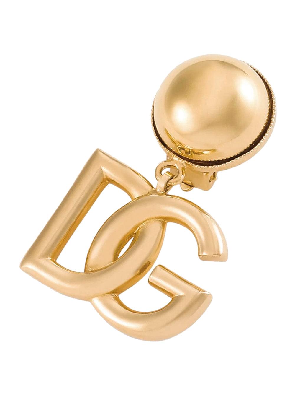 Dolce & Gabbana Women Earrings 'Pop' With Pendant With Logo And Clip Design In Metallic Brass For Women DOLCE & GABBANA