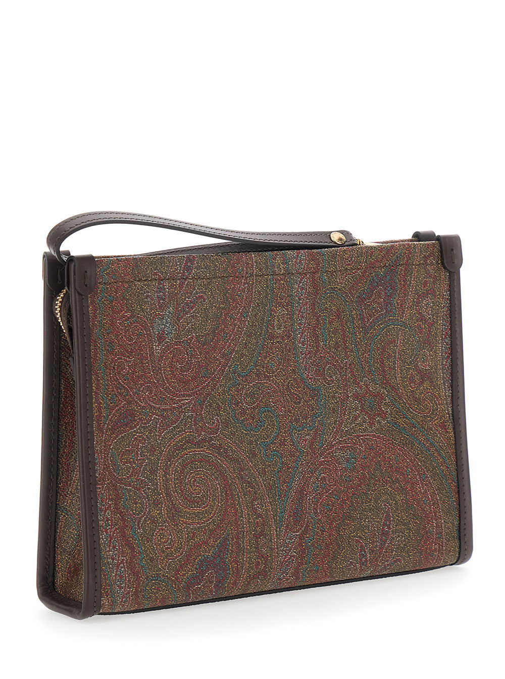 Etro Women Clutch 'Arnica' With Embroidered Logo On The Front And All-Over Pattern In Cotton Blend Brown Woman ETRO
