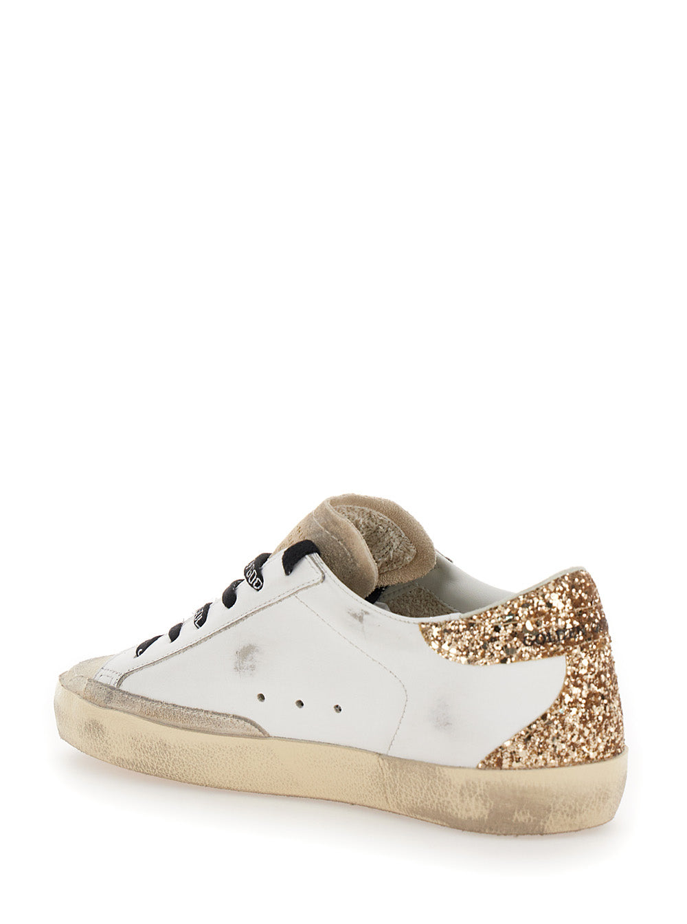 Golden Goose Women 'Superstar' White Low Sneakers With Glitter And Used Effect In Leather For Women GOLDEN GOOSE
