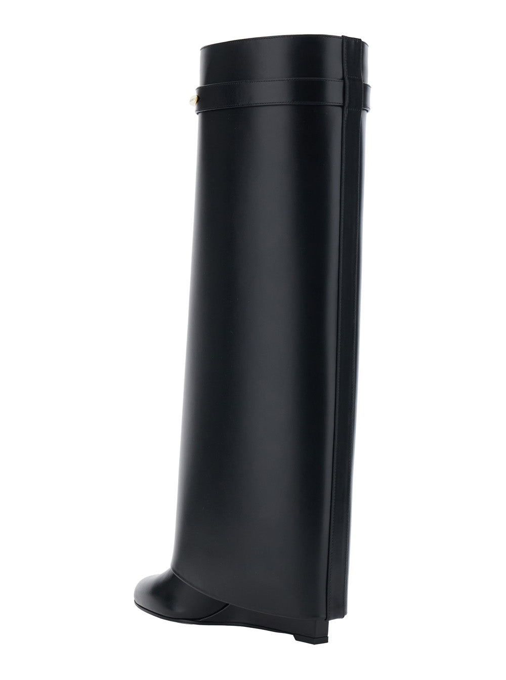 Givenchy Women High Wedge Heeled 'Shark' Pointed Boots With Logo Plate On The Front In Black Leather For Women GIVENCHY