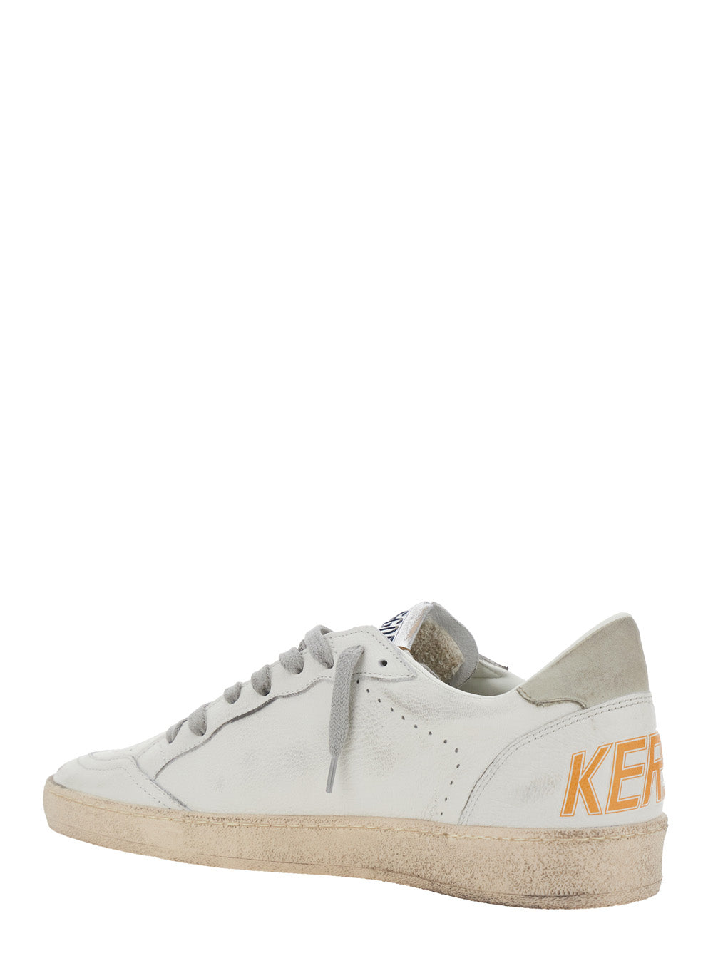Golden Goose Men 'Ballstar' White Sneaker Low Top With Star Patch On The Side And Maxi Lettering On The Back In Leather For Men GOLDEN GOOSE