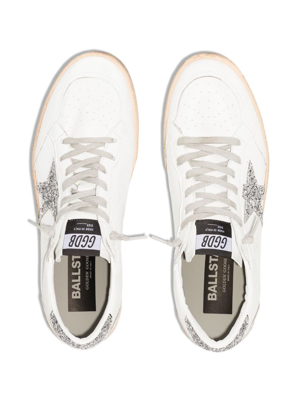 Golden Goose Women Sneakers 'Ball Star' With Star Glitter Detail In White Leather For Women GOLDEN GOOSE