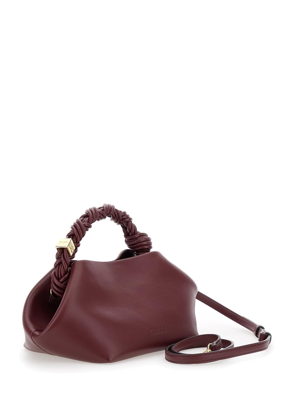 Ganni Women Handbag 'Bou Piccola' With Butterfly Logo And Woven Leather Handle Bordeaux Woman GANNI