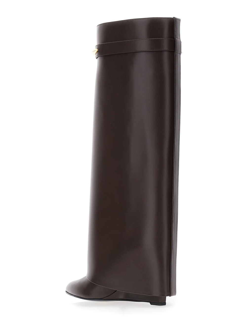 Givenchy Women Pointed Toe Wedge Heels With Logo Plate On The Front In Brown Leather For Women GIVENCHY