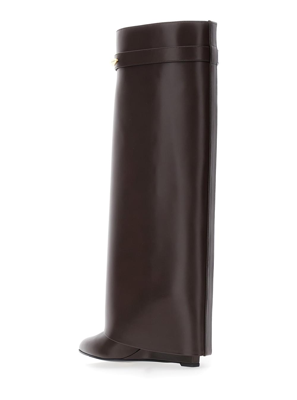 Givenchy Women Pointed Toe Wedge Heels With Logo Plate On The Front In Brown Leather For Women GIVENCHY