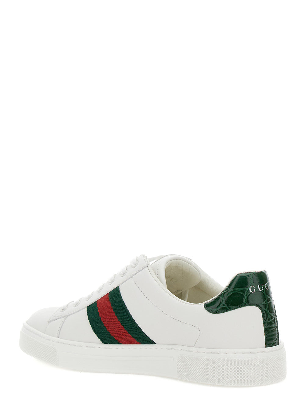 Gucci Women Low-Top Sneakers 'Ace' With Web Detail In White Leather For Women GUCCI