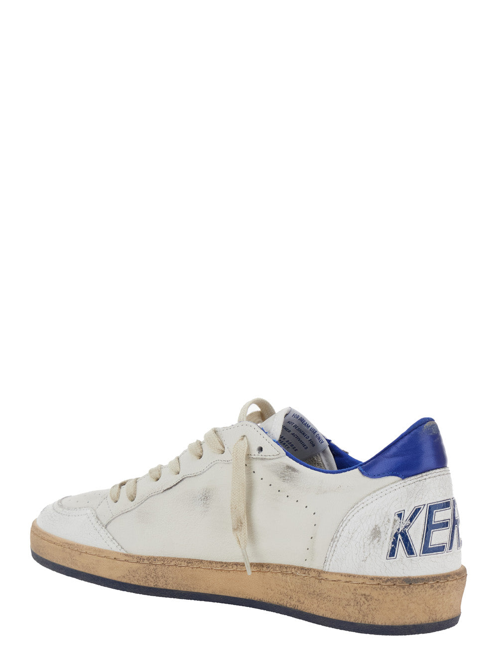 Golden Goose Men 'Ballstar' White Low Top Sneakers With Star Patch On The Side And Maxi Lettering On The Rear In Leather Man