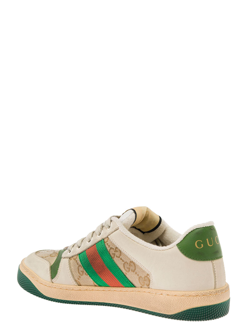 Gucci Women Sneakers 'Screener Original' In Leather Color Burro And Gg Canvas Woman GUCCI