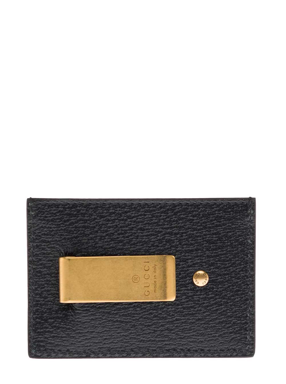 Gucci Men Card Holder With Gg Plaque On The Front In Black Leather For Men GUCCI