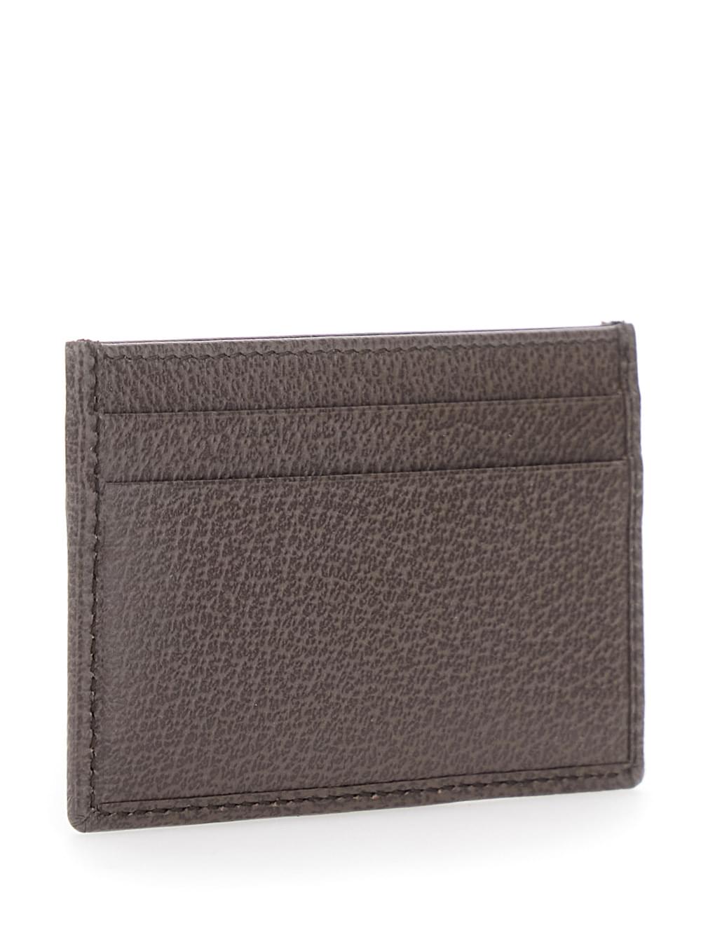Gucci Men Card Holder 'Ophidia' With Gg Plate In Gg Canvas And Leather Beige Men GUCCI