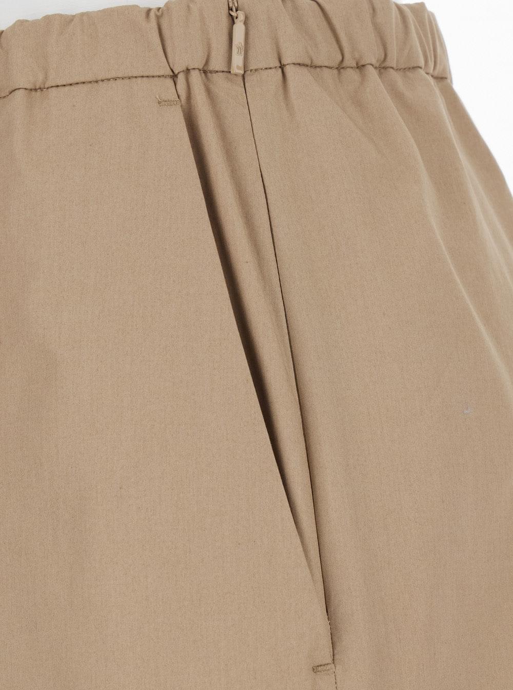 Moncler Women Beige Pants With Elasticated Waist And Logo Patch On The Back In Cotton Man MONCLER