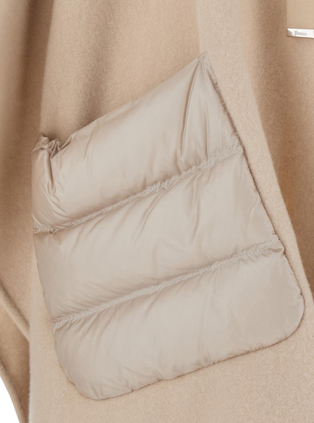 Herno Women Herno Women Poncho With High Collar And Two Pockets In Wool And Nylon Beige Women HERNO