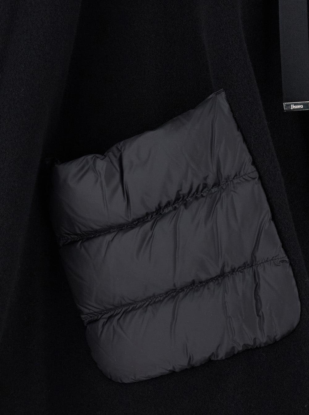 Herno Women High Neck Poncho With Patch Pockets In Black Wool And Nylon For Women HERNO