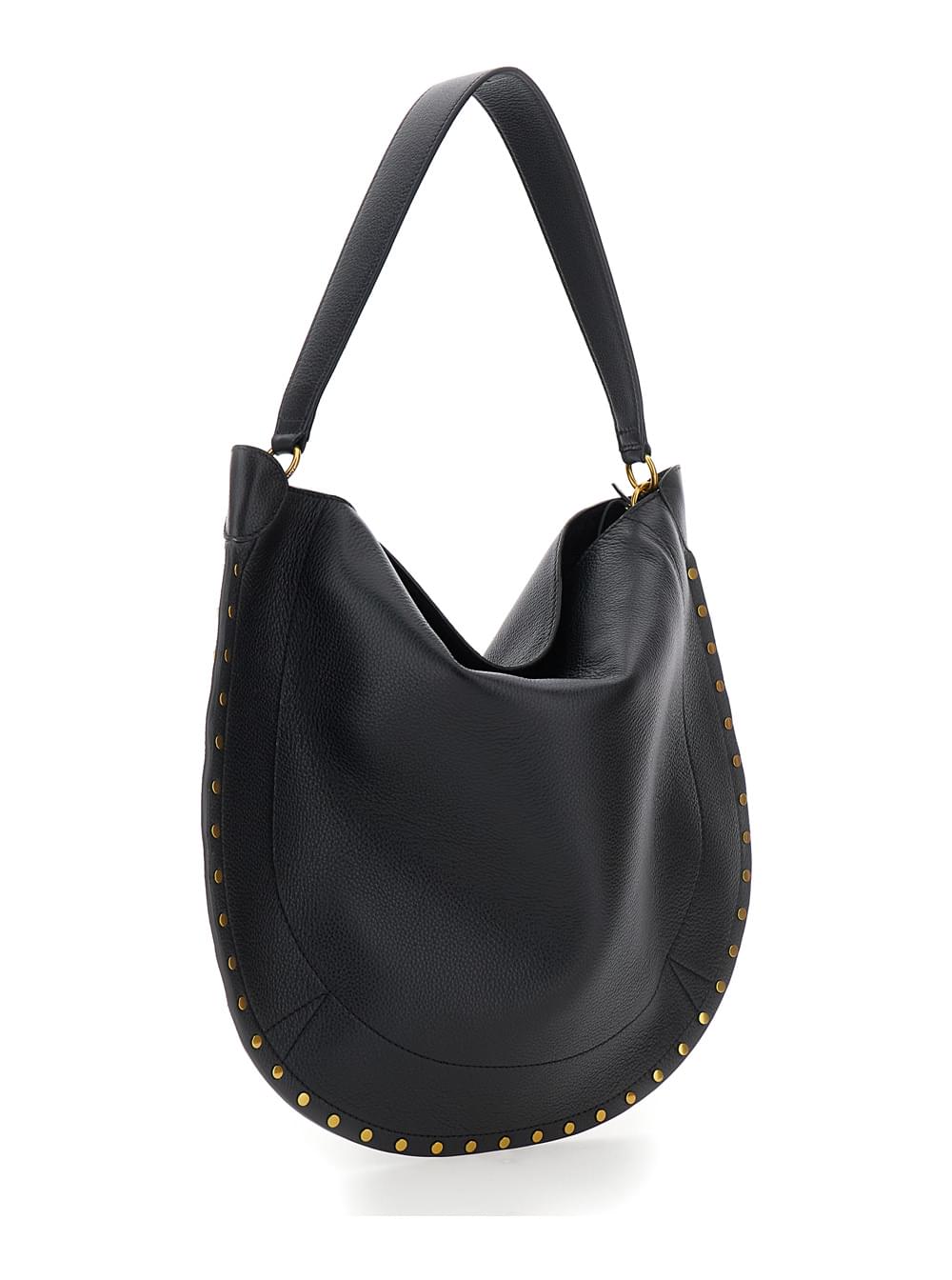 Isabel Marant Women Shoulder Bag 'Oskan Hobo' With Studded Profile In Black Leather For Women ISABEL MARANT