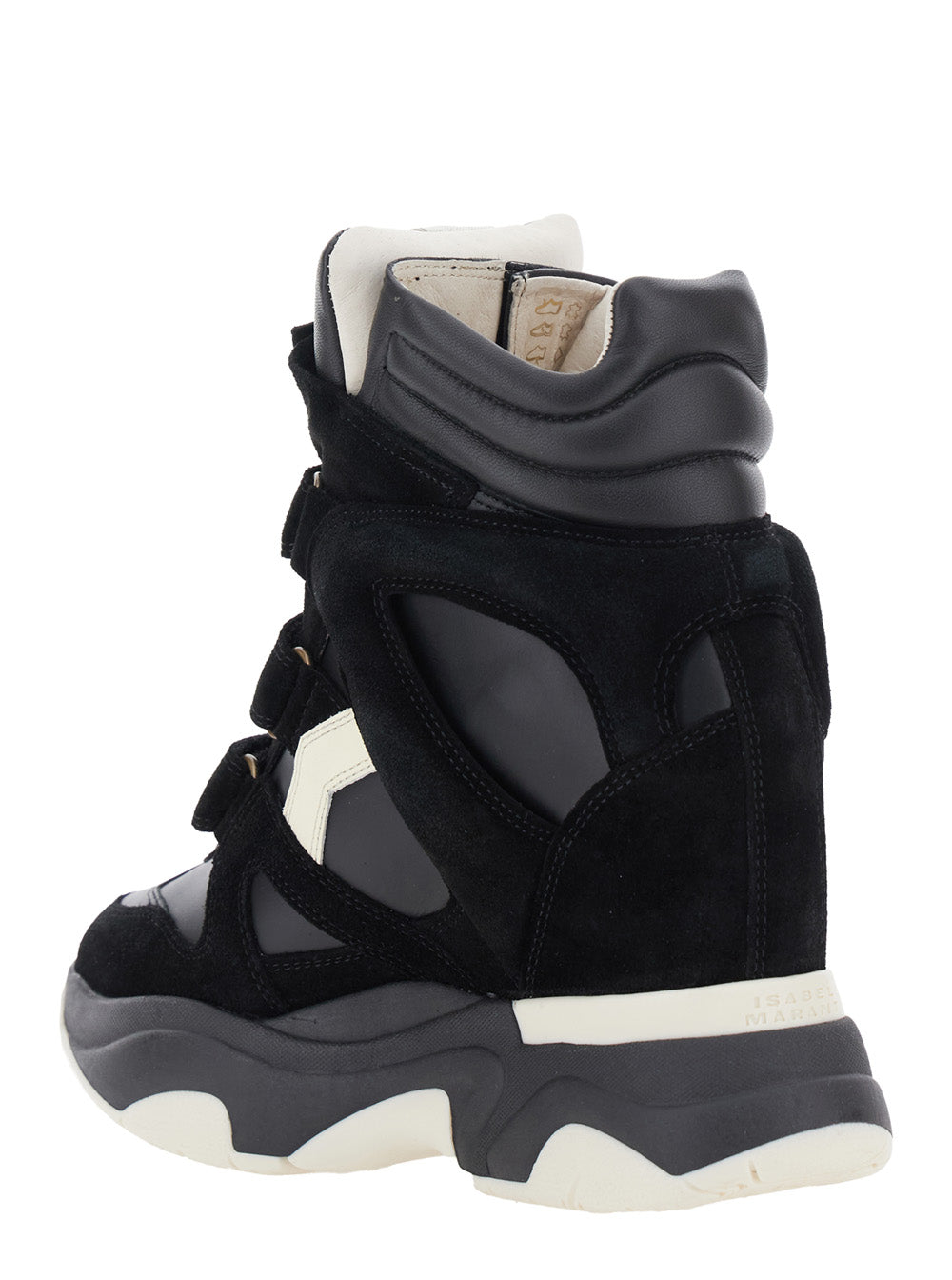 Isabel Marant Women Sneaker 'Balskee' With Logo Patch On The Tongue And High Wedge Heel In Black Leather For Women ISABEL MARANT