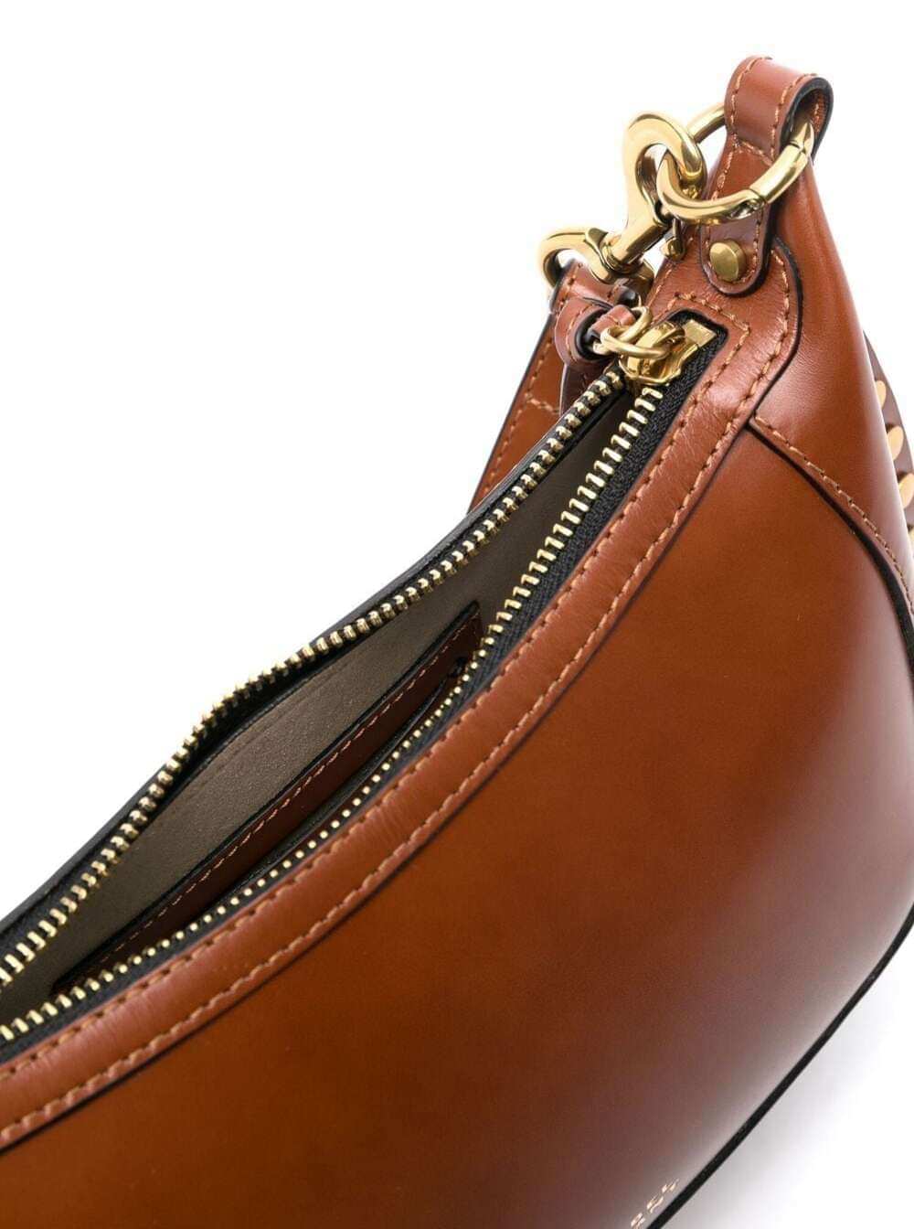 Isabel Marant Women Shoulder Bag 'Oskan Moon' With Studs In Brown Leather For Women ISABEL MARANT